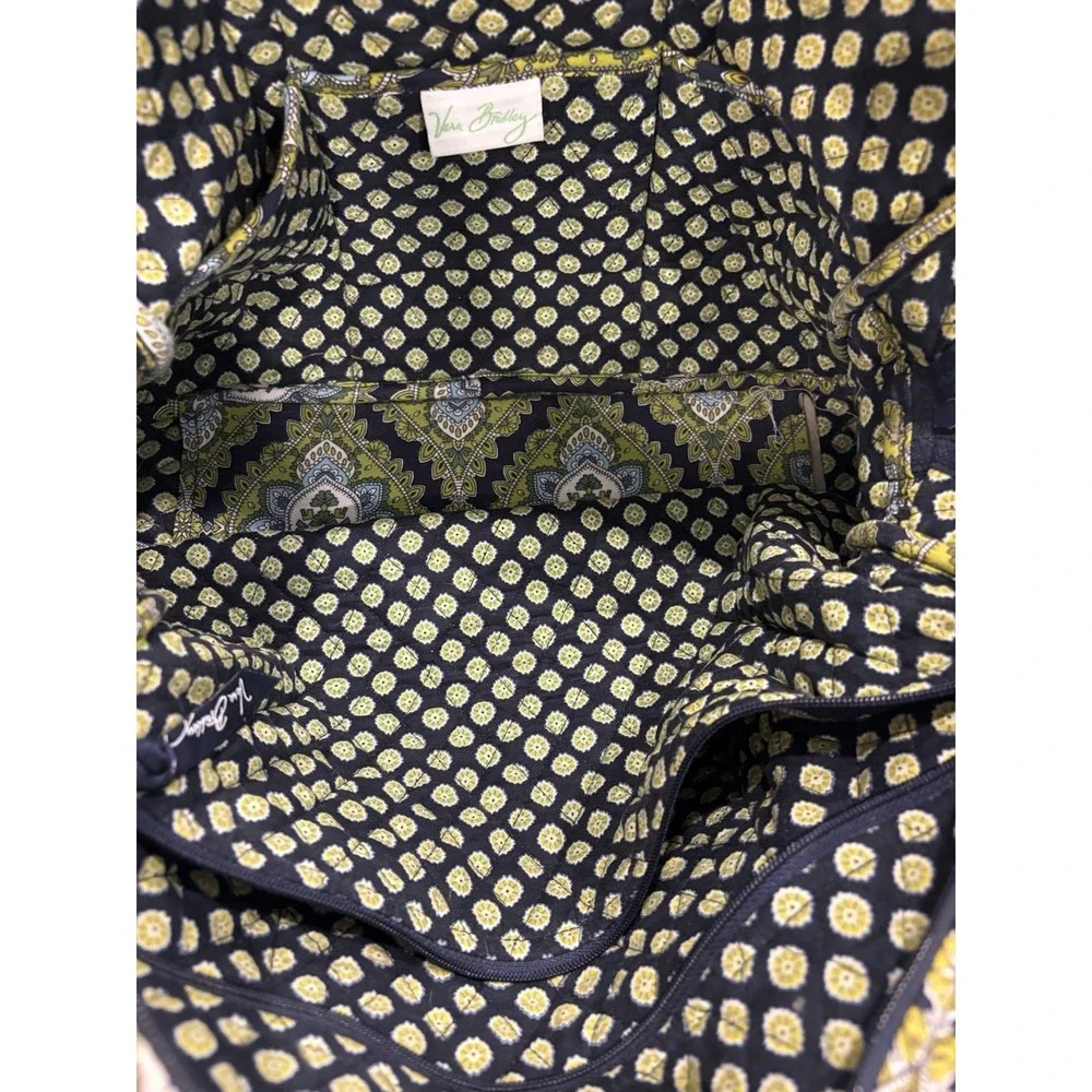 Vera Bradley Cambridge Laptop Carrier Messenger Bag Removable Strap Blue Green